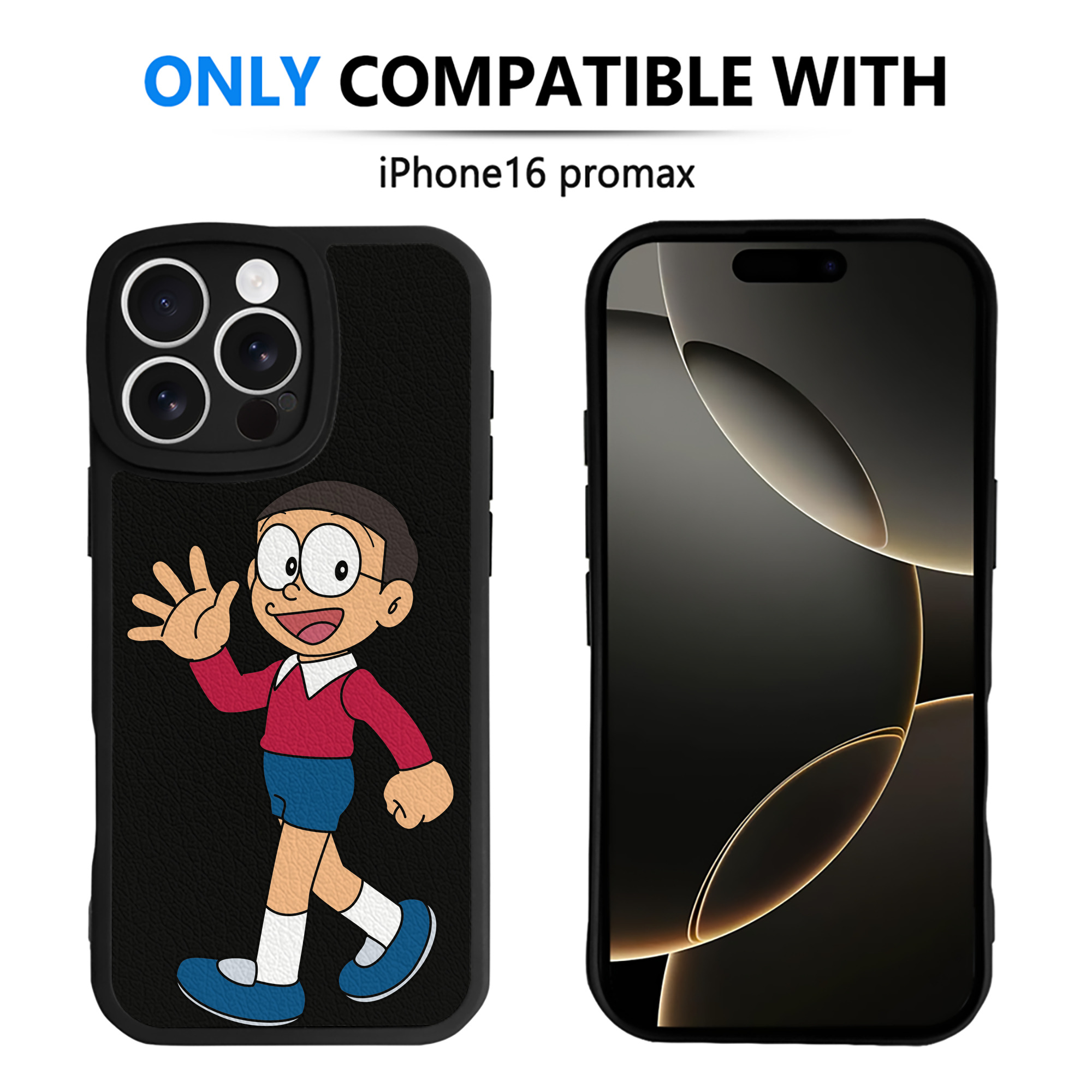 （画像用） ドラえもん 野比 のび太 Doraemon Nobita Nobi 【iPhone 16シリーズ対応】シリコンスマホケース（レザー調） 材質：シリコン